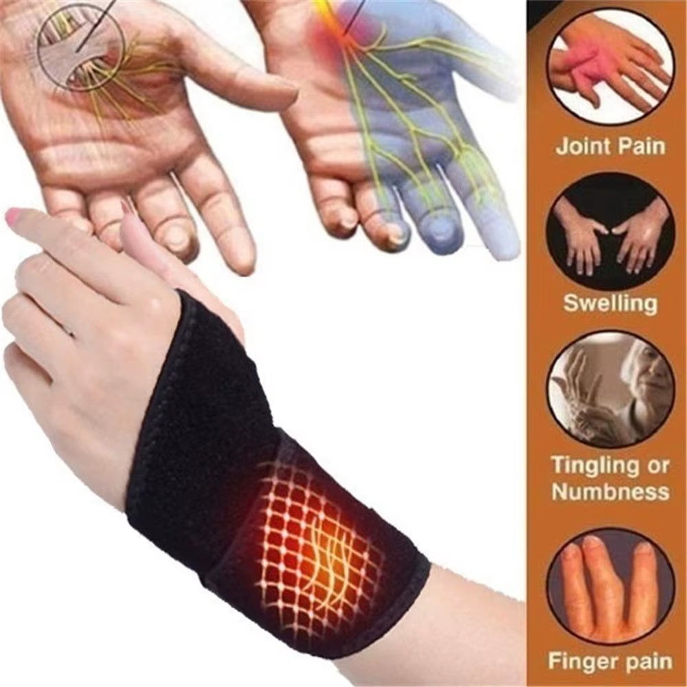 Tourmaline Self-Heating Wrist Brace | Far Infrared Magnetic Therapy | Pain Relief | Improved Circulation | Arthritis Tendinitis Joint Support | 1 Pair - EditWell