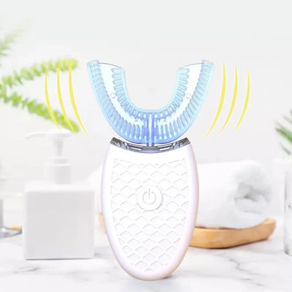 U-Shape 360° Electric Toothbrush | Sonic Automatic | 4 Modes incl. Cold Light Whitening | Food-Grade Silicone | USB Rechargeable | Deep Waterproof | Adults & Kids - EditWell