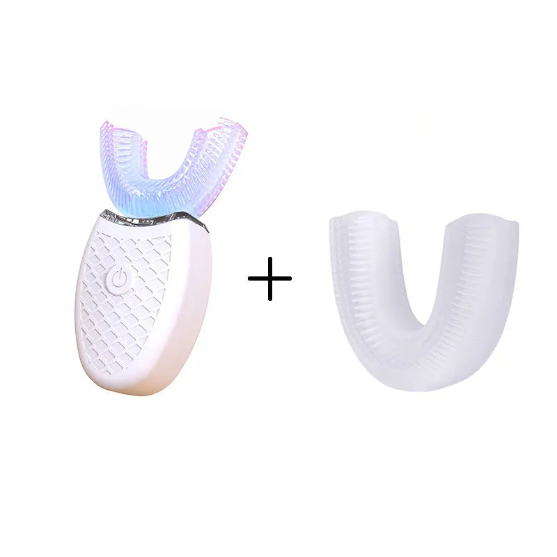 U-Shape 360° Electric Toothbrush | Sonic Automatic | 4 Modes incl. Cold Light Whitening | Food-Grade Silicone | USB Rechargeable | Deep Waterproof | Adults & Kids - EditWell