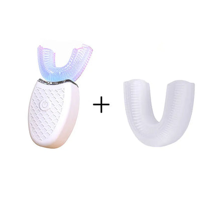 U-Shape 360° Electric Toothbrush | Sonic Automatic | 4 Modes incl. Cold Light Whitening | Food-Grade Silicone | USB Rechargeable | Deep Waterproof | Adults & Kids - EditWell