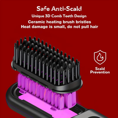 Wireless Hair Straightener Brush Ceramic Heating Smooth Hair Care Comb