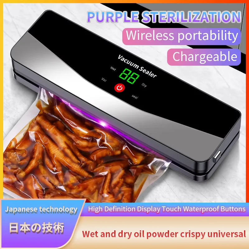 Wireless Vacuum Sealer UV Sterilisation | Wet & Dry | Built-in Cutter - EditWell