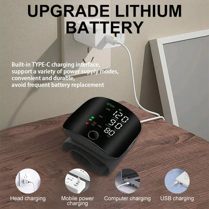 Rechargeable Blood Pressure Monitor 2 Users Medical Tonometer Wrist Cuff Digital Irregular Pulse Heart Rate Tensiometer