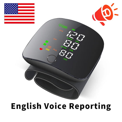 Rechargeable Blood Pressure Monitor 2 Users Medical Tonometer Wrist Cuff Digital Irregular Pulse Heart Rate Tensiometer