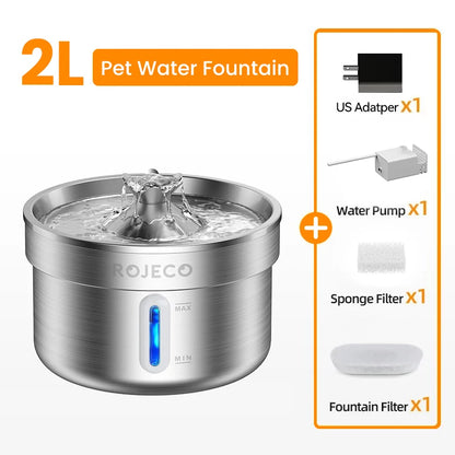 Stainless Steel Cat Water Fountain 2.2L | Triple Filter | Silent