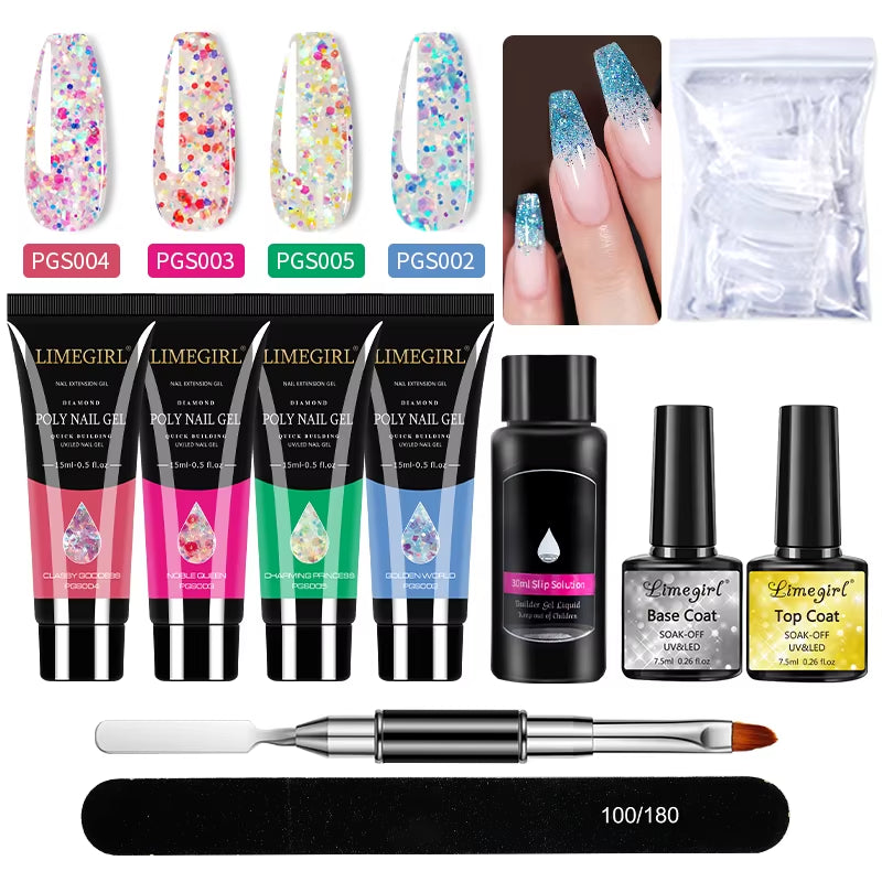 Nail Art Limegirl Kit Poly Nail Gel Extending Soaking Gel Kit Nail Art Acrylic Gel Varnish Kit