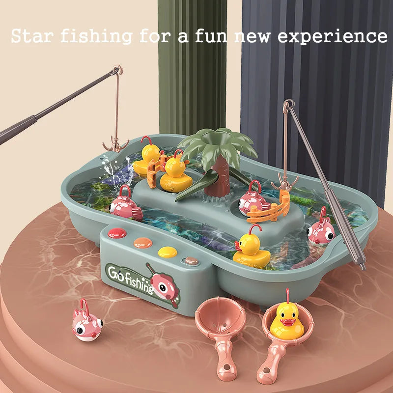 Electric Fishing Toy Set with Music and Lights - Water Play Game for Children