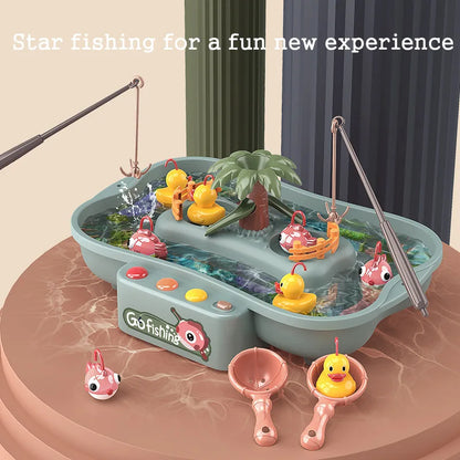 Electric Fishing Toy Set with Music and Lights - Water Play Game for Children