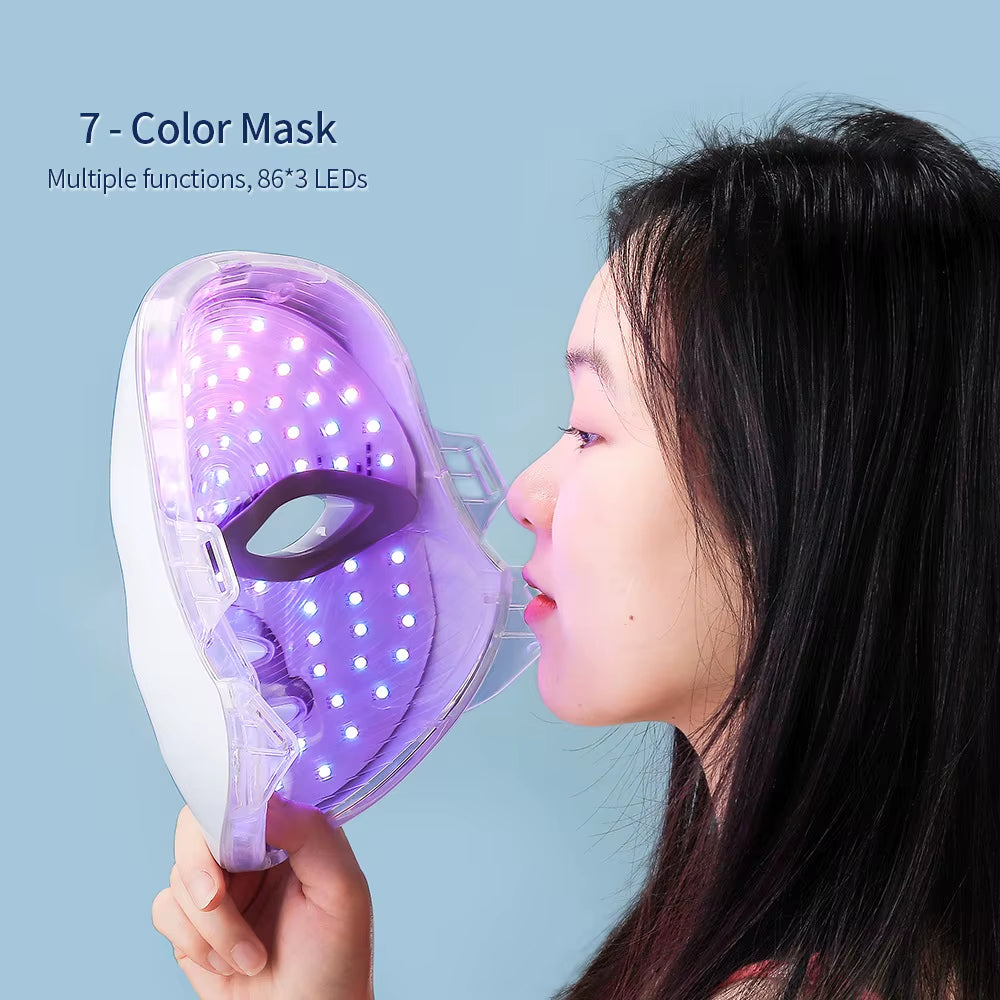 7 Colors Led Facial Mask with Neck Red Light Therapy Mask for Skin Tightening