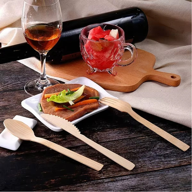 Bamboo Travel Tableware Reusable Bamboo Cutlery Set Wooden Dinnerware