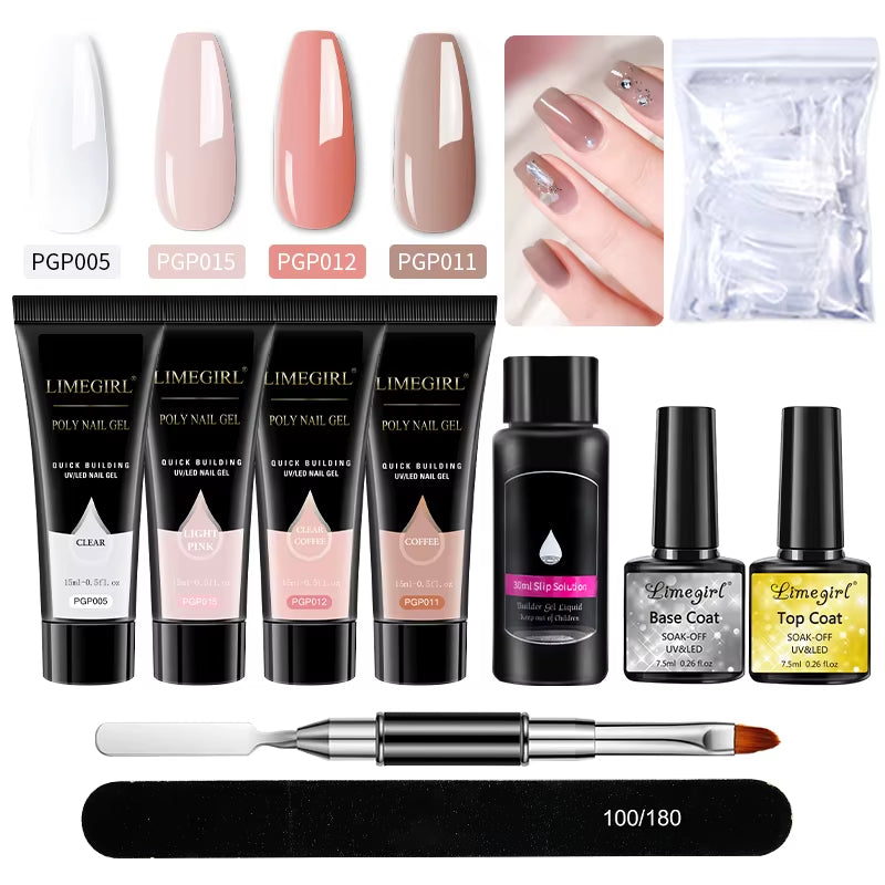 Nail Art Limegirl Kit Poly Nail Gel Extending Soaking Gel Kit Nail Art Acrylic Gel Varnish Kit