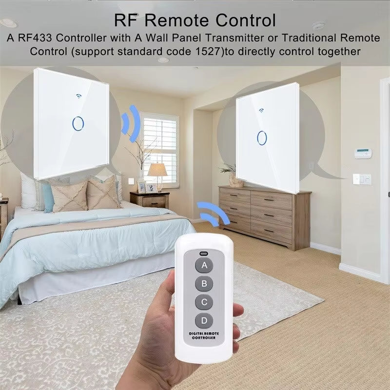 EU Wifi Smart Light Switches Touch Switch RF433 No Neutral Wire Smart Home Life