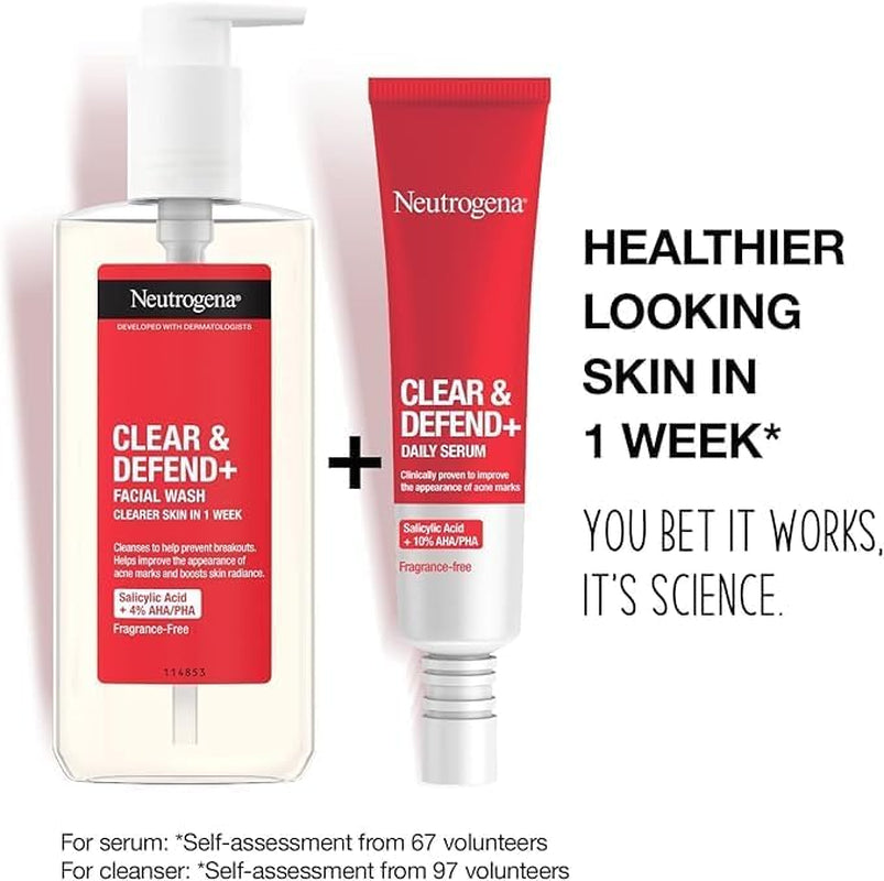 Clear & Defend+ 2-Step Skincare Set: Facial Wash & Serum for Spot-Prone Skin