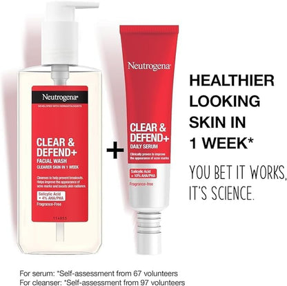 Clear & Defend+ 2-Step Skincare Set: Facial Wash & Serum for Spot-Prone Skin