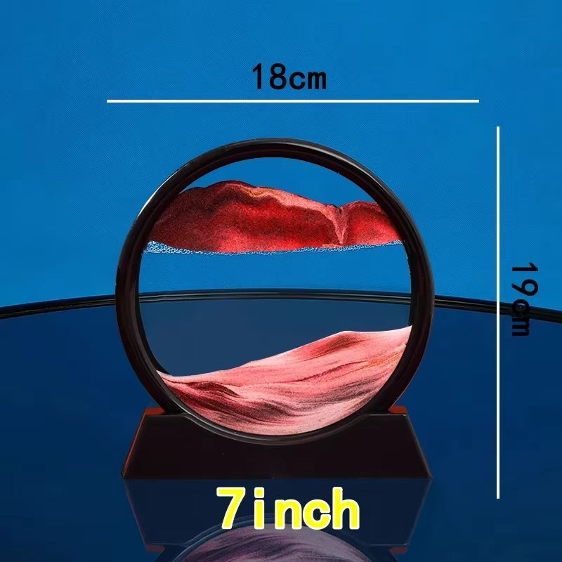 3D Moving Sand Art Picture round Glass Deep Sea Sandscape Hourglass Quicksand Craft