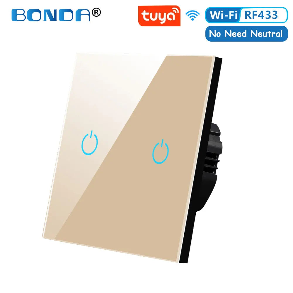 Smart Switch Alexa RF433 No Neutral Tuya Control Works with Touch Switches