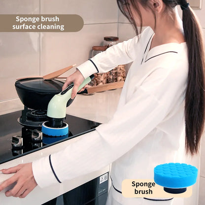 9-in-1 Electric Cleaning Brush and Scrubber for Kitchen and Bathroom Use