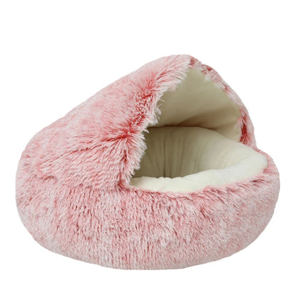 Premium Soft Plush Round Pet Bed with Removable Cover - 2-in-1 Sleeping Nest for Cats and Small Dogs - Ideal for Winter Comfort