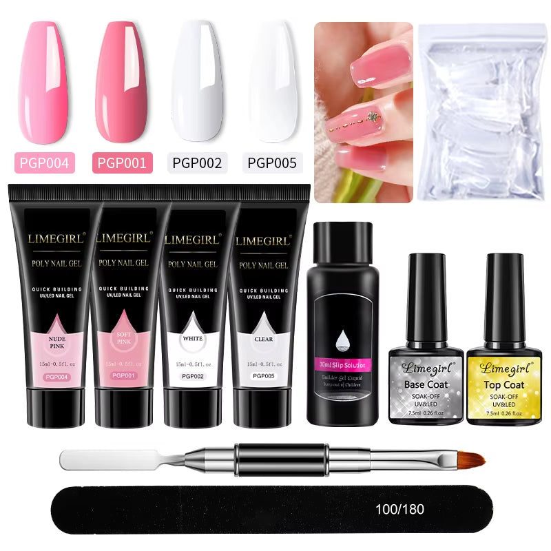 Nail Art Limegirl Kit Poly Nail Gel Extending Soaking Gel Kit Nail Art Acrylic Gel Varnish Kit