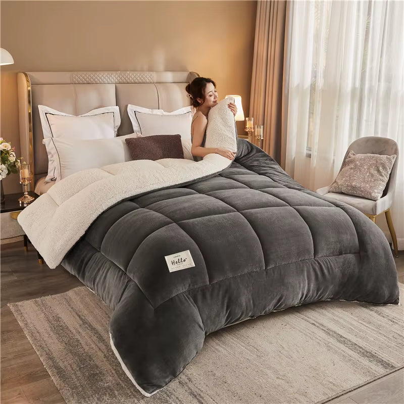 New Thick Milk Fleece Warm Blanket for Winter Artificial Blankets Quilt Core