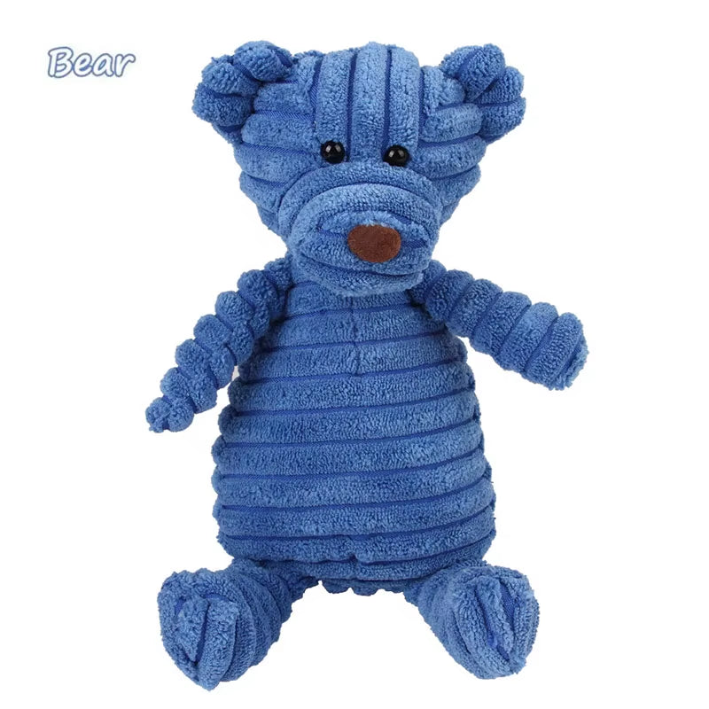 Corduroy Plush Dog Toys - Squeaky and Bite-Resistant Chew Toys for Small and Large Dogs