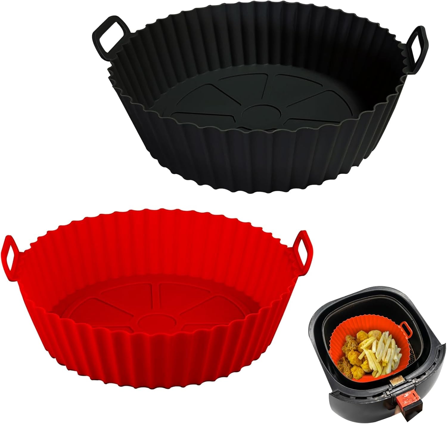 Air Fryer Silicone Liners Pot,8 Inch Air Fryer Basket Liners, Oven Reusable Baking Tray