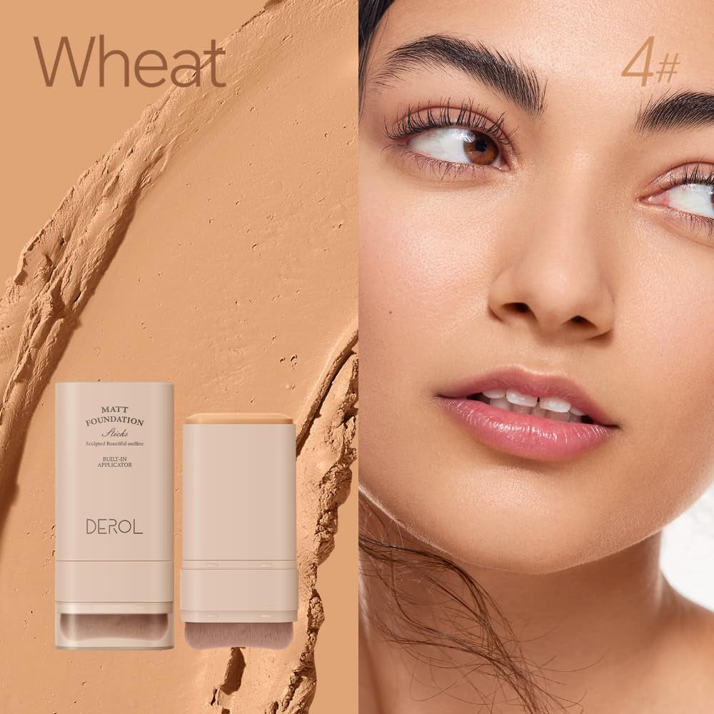 Matte Foundation Stick Makeup Built-In Foundation Brush - Lightweight Coverage