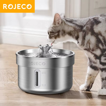 Stainless Steel Cat Water Fountain 2.2L | Triple Filter | Silent