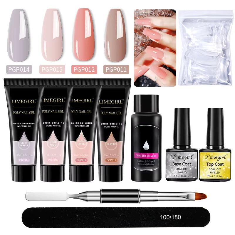 Nail Art Limegirl Kit Poly Nail Gel Extending Soaking Gel Kit Nail Art Acrylic Gel Varnish Kit