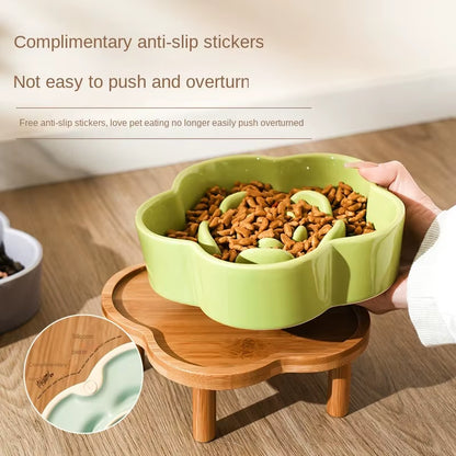Ceramic Slow Food Bowl Anti-Choking Cat Feeding Food Bowl