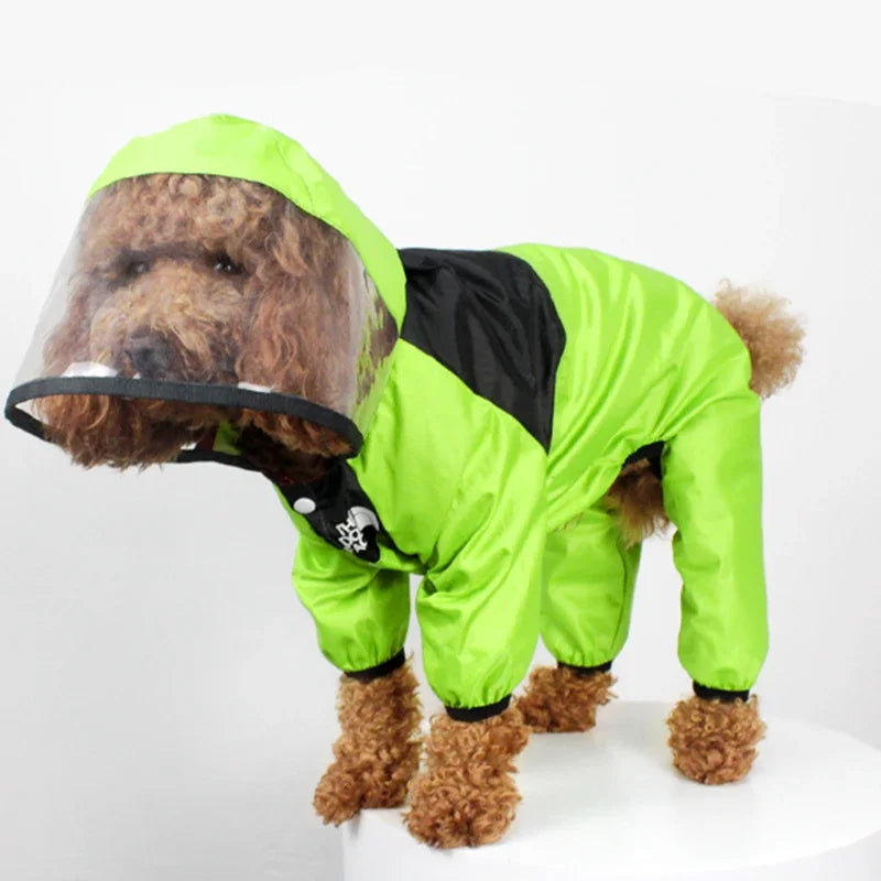 Pet Dog Raincoat Transparent Hooded Jumpsuit Dogs Waterproof Coat 