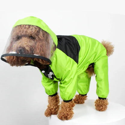 Pet Dog Raincoat Transparent Hooded Jumpsuit Dogs Waterproof Coat 