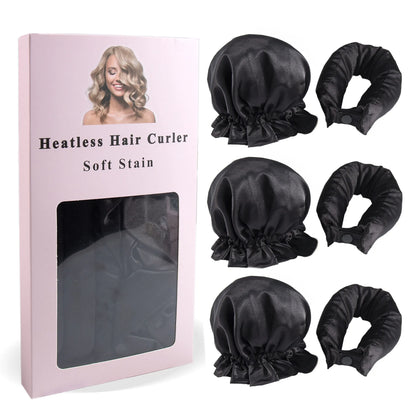 3Pc Satin Heatless Curling Rod with Hair Caps, Soft Overnight Curling Hairstyling Tools