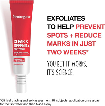 Clear & Defend+ 2-Step Skincare Set: Facial Wash & Serum for Spot-Prone Skin