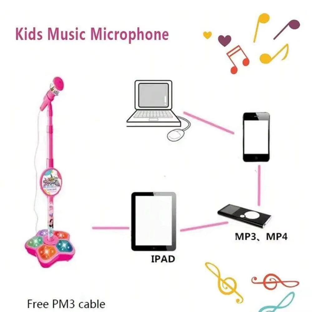 Children's Portable Karaoke Microphone Stand, Durable Electronic Karaoke Toy for Parties