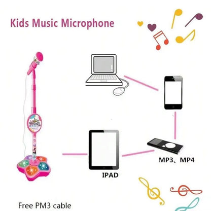 Children's Portable Karaoke Microphone Stand, Durable Electronic Karaoke Toy for Parties