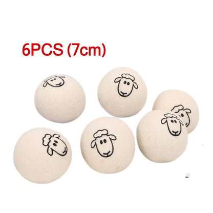 6Pcs Reusable Wool Dryer Balls Clothes Softener Laundry Fleece Dryer Ball Kit