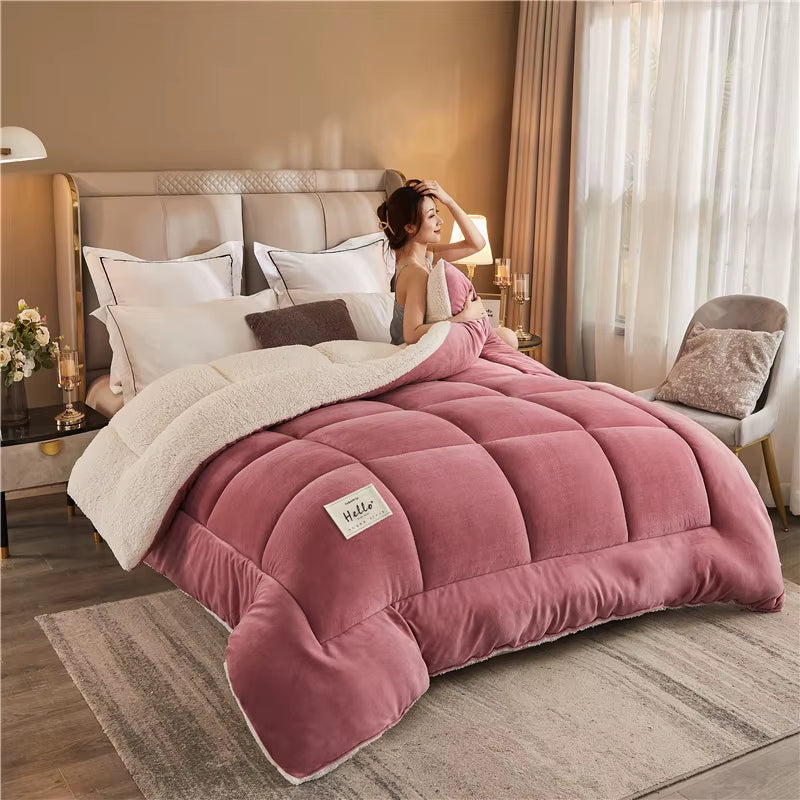 New Thick Milk Fleece Warm Blanket for Winter Artificial Blankets Quilt Core