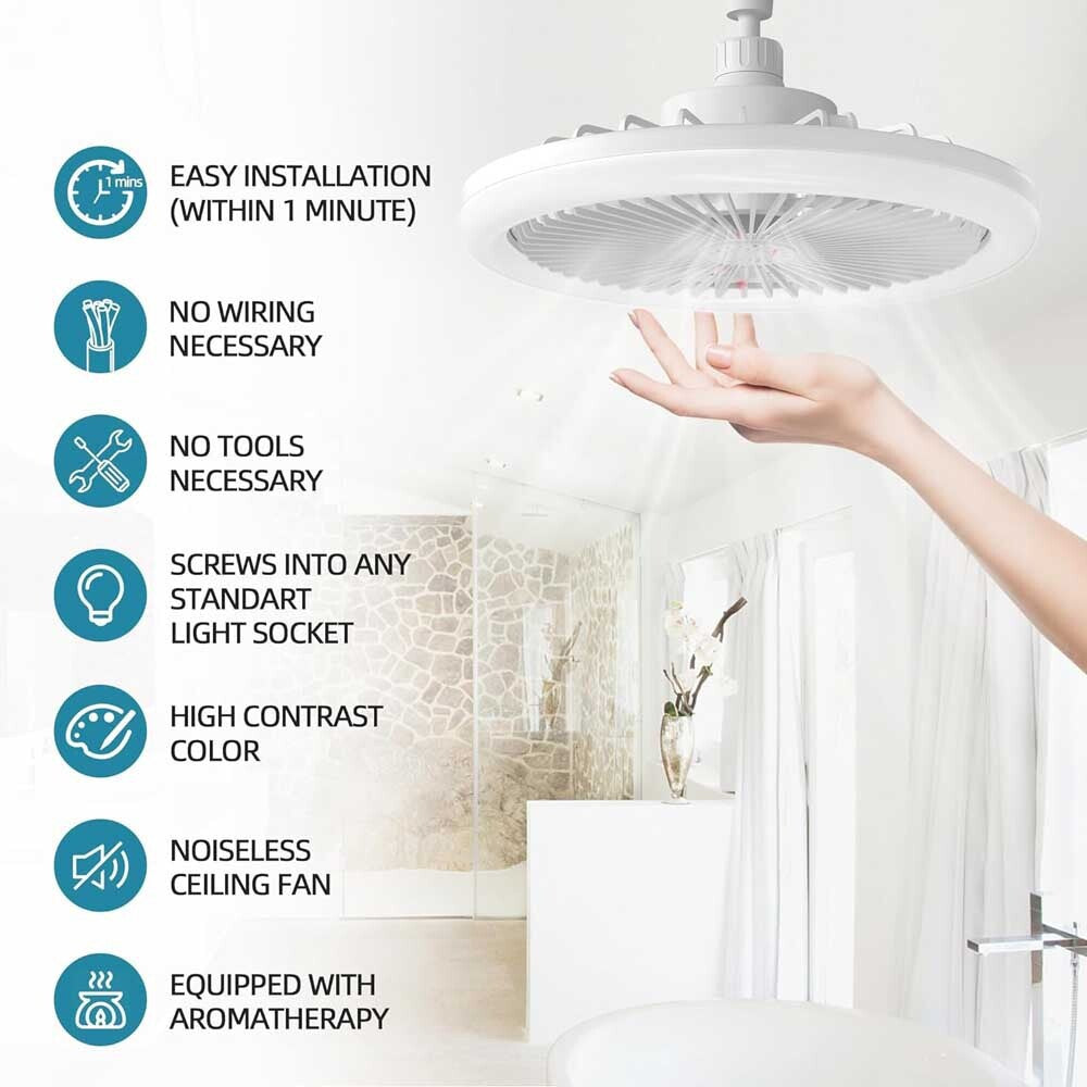 Ceiling Light with Fan and Remote, Timing, 3 Color Dimmable LED, 3 Speeds New