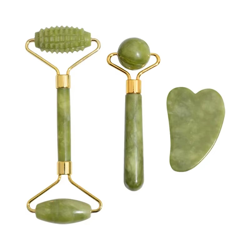 Natural Jade Roller Massager for Face Roller Facial Liftting Anti-Wrinkle Gua Sha Jade Stone Skin Care Tool
