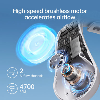 Portable Neck Fan Upgraded, 5000Mah Battery, Necksupport, 5 Speeds Gears Adjustment