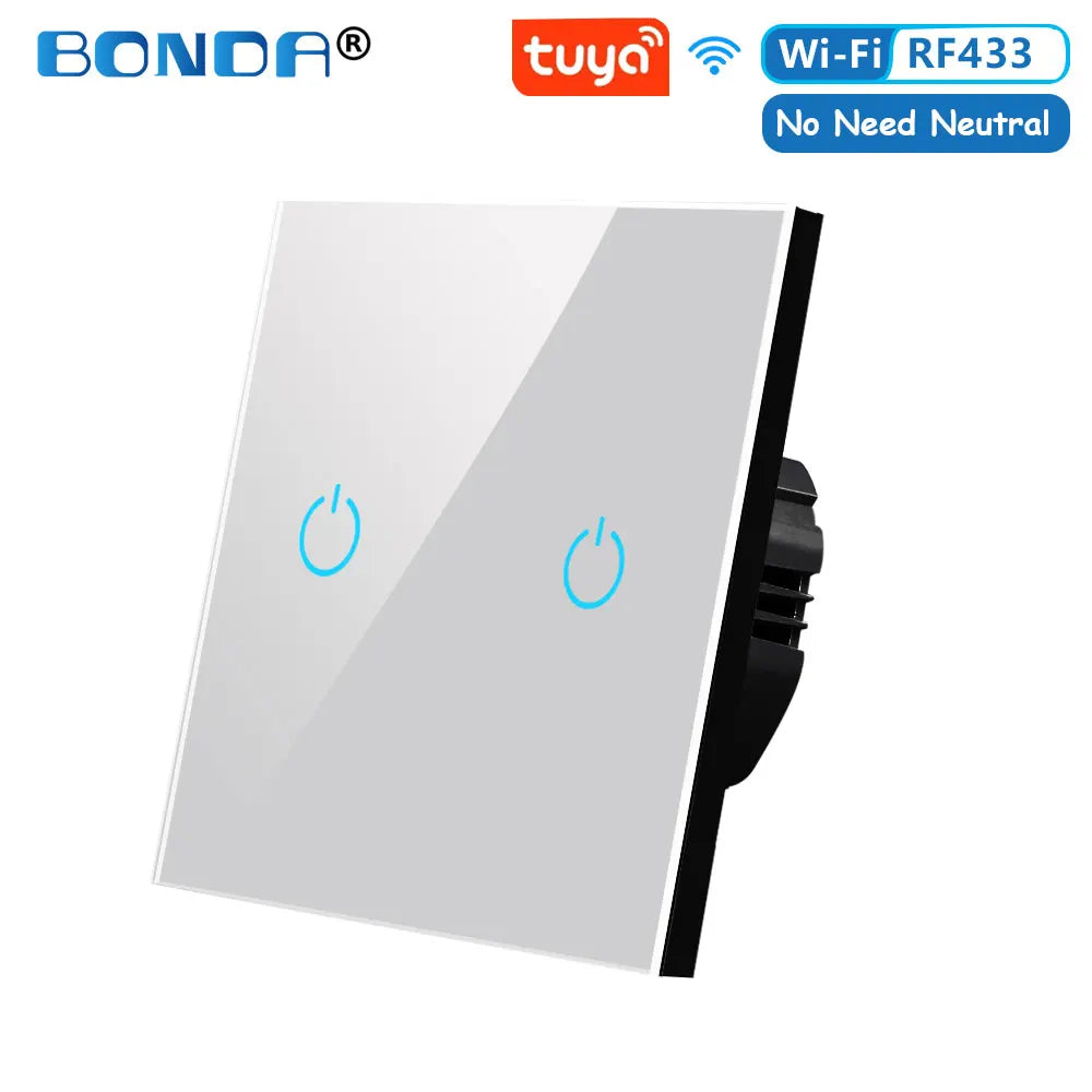 Smart Switch Alexa RF433 No Neutral Tuya Control Works with Touch Switches