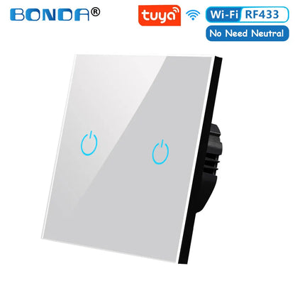 Smart Switch Alexa RF433 No Neutral Tuya Control Works with Touch Switches