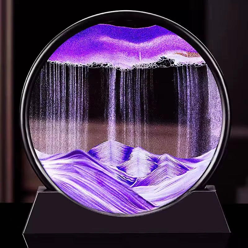 3D Moving Sand Art Picture round Glass Deep Sea Sandscape Hourglass Quicksand Craft