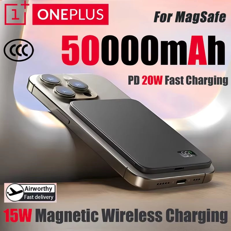 Ultra Thin Wireless Power Bank 500000Mah Magnetic Fast Charging External Battery