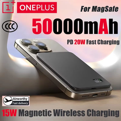 Ultra Thin Wireless Power Bank 500000Mah Magnetic Fast Charging External Battery