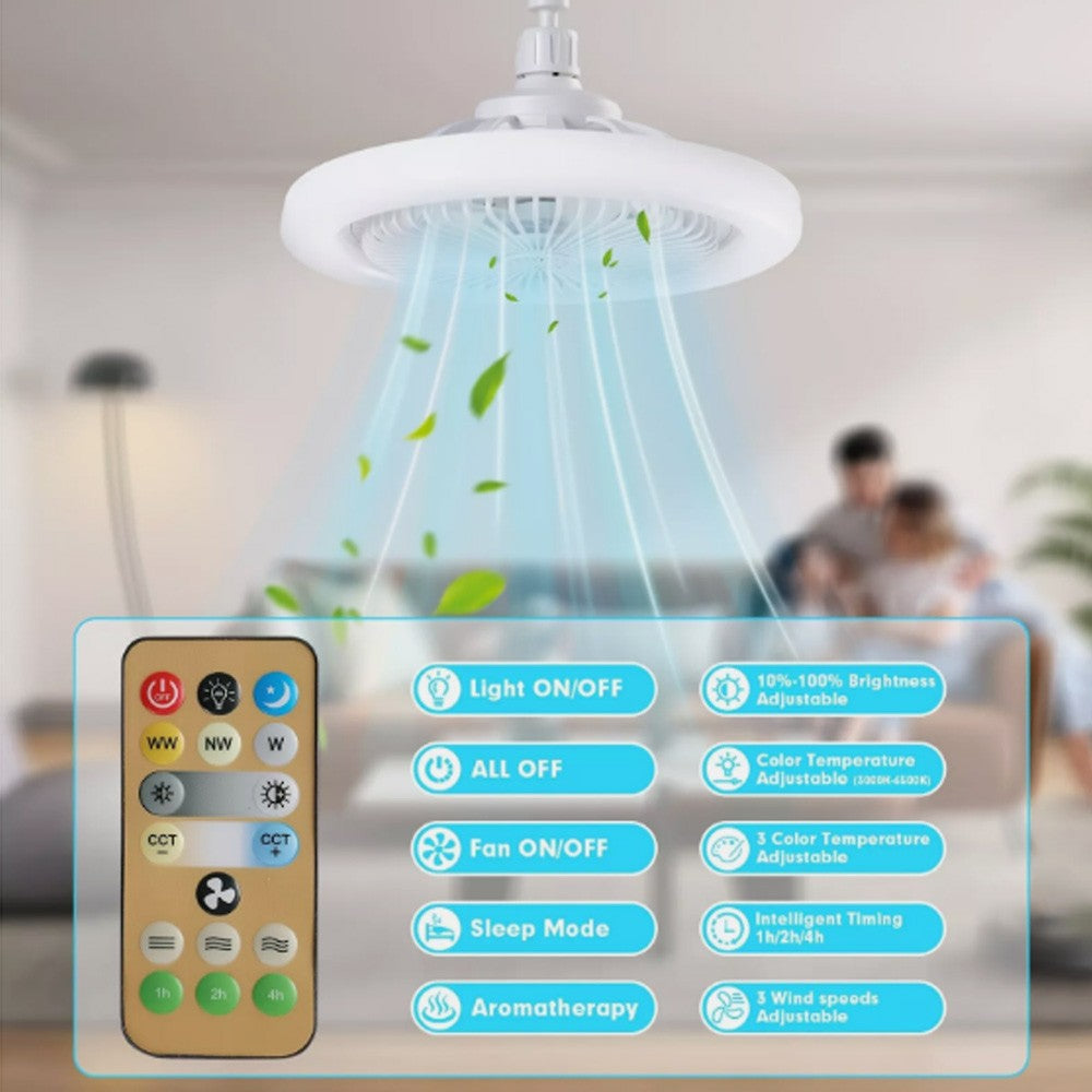 Ceiling Light with Fan and Remote, Timing, 3 Color Dimmable LED, 3 Speeds New