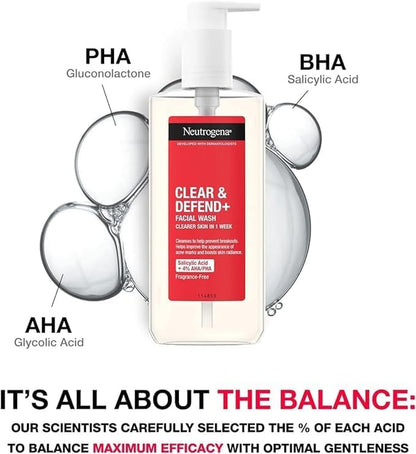 Clear & Defend+ 2-Step Skincare Set: Facial Wash & Serum for Spot-Prone Skin