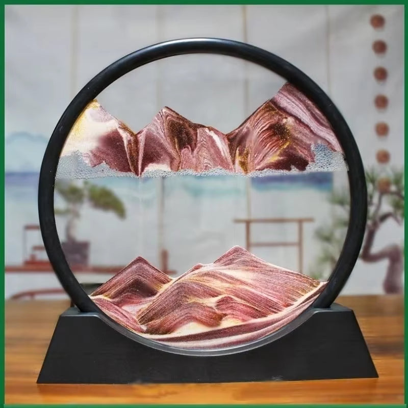 3D Moving Sand Art Picture round Glass Deep Sea Sandscape Hourglass Quicksand Craft
