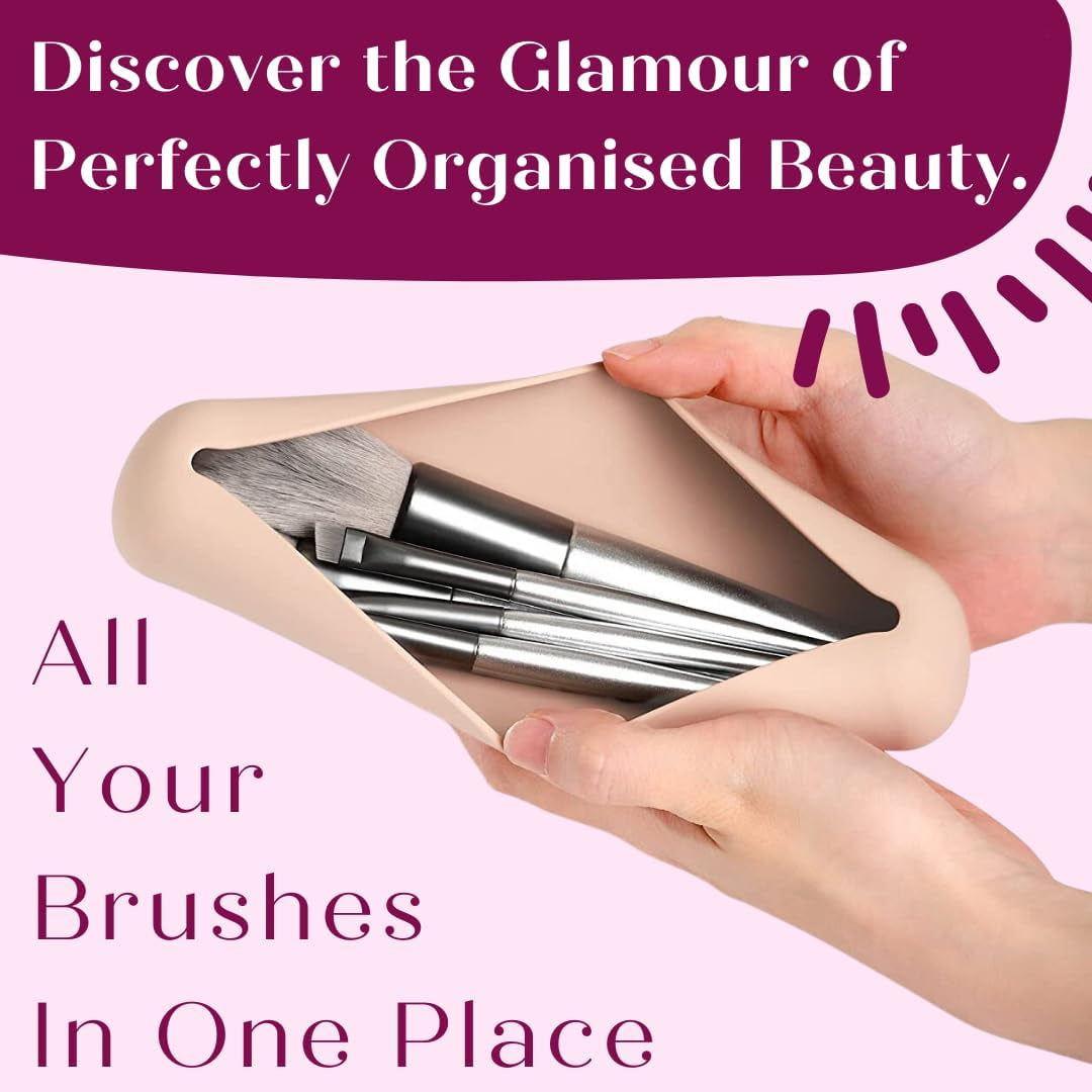 Silicone Makeup Brush Holder, Soft Silicone Makeup Organize Portable Make up Bag